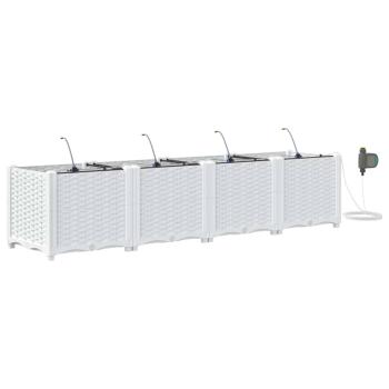 Gartenpflanzen mit Bewässerungssystem 4 Stück Weiß