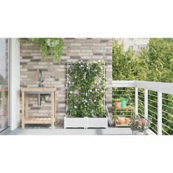 Gartenpflanzkübel mit Bewässerungssystem 2 Stück Weiß