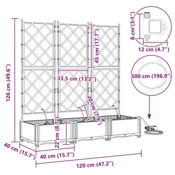 Gartenpflanzer mit Bewässerungssystem 3 Stück Weiß