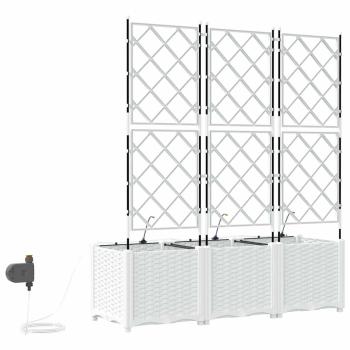 Gartenpflanzkästen mit Bewässerungssystem 3 Stk Weiß