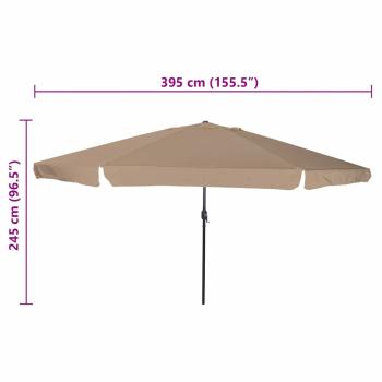 Gartenparasol Ø395x245 cm Taupe
