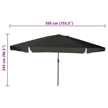 Gartenparasol Ø395x245 cm Schwarz