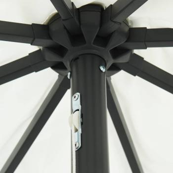 Garten-Sonnenschirm mit LED-Lichtern Ø395x245 cm Sandweiß