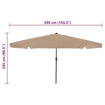 Garten-Sonnenschirm mit LED-Lichtern Ø395x245 cm Taupe