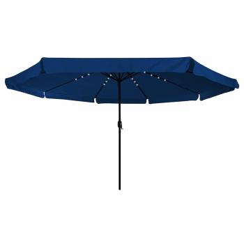 Gartenparasol mit LED-Lichtern Ø395x245 cm Azurblau