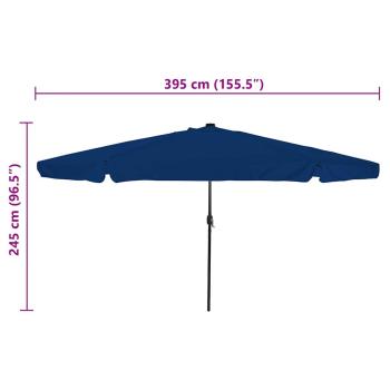 Gartenparasol mit LED-Lichtern Ø395x245 cm Azurblau