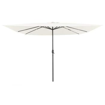 ARDEBO.de - Quadrat Gartenparasol mit LED-Lichtern 295x245 cm Sandweiß