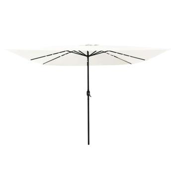 Quadrat Gartenparasol mit LED-Lichtern 295x245 cm Sandweiß
