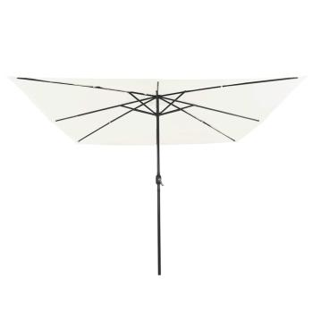Quadrat Gartenparasol mit LED-Lichtern 295x245 cm Sandweiß