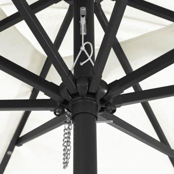 Quadrat Gartenparasol mit LED-Lichtern 295x245 cm Sandweiß