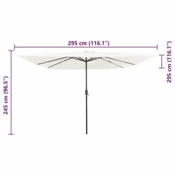 Quadrat Gartenparasol mit LED-Lichtern 295x245 cm Sandweiß