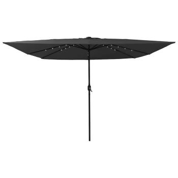 Quadratischer Gartenparasol mit LED-Lichtern 295x245 cm in Anthrazit