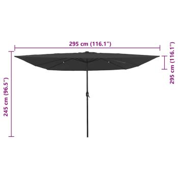 Quadratischer Gartenparasol mit LED-Lichtern 295x245 cm in Anthrazit
