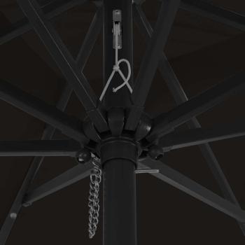 Gartenparasol Quadrat mit LED-Leuchten 295x245 cm Schwarz