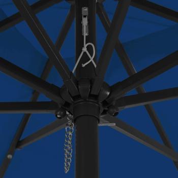 Quadratischer Gartenschirm mit LED-Lichtern 295x245 cm Himmelblau