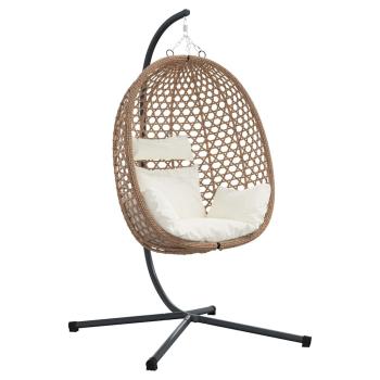 Hängendes Ei-Stuhl Poly-Rattan 104 x 100 x 191 cm Hellcreme