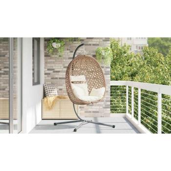 Hängendes Ei-Stuhl Poly-Rattan 104 x 100 x 191 cm Hellcreme