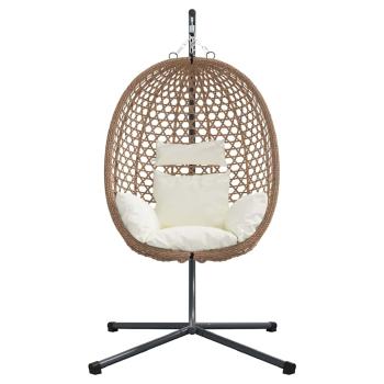 Hängendes Ei-Stuhl Poly-Rattan 104 x 100 x 191 cm Hellcreme