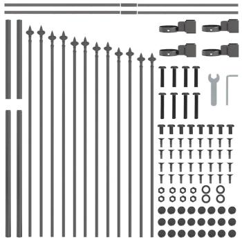 Gartenzaun mit Bogenoberseite Grau 1,7x1 m aus Stahl