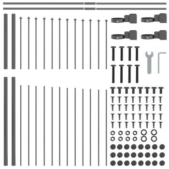 Gartenzaun mit Bogenoberseite Grau 1,7x1,5 m aus Stahl