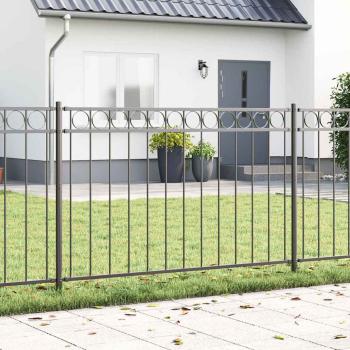ARDEBO.de - Zaunpaneele mit Kreis Grau Stahl 1,7 x 0,8 m Robust Zaunpanel