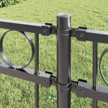 Zaunpaneele mit Kreis Grau Stahl 1,7 x 0,8 m Robust Zaunpanel
