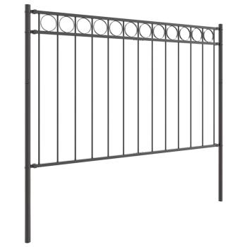 Zaunpaneele mit Kreis Grau Stahl 1,7 x 0,8 m Robust Zaunpanel