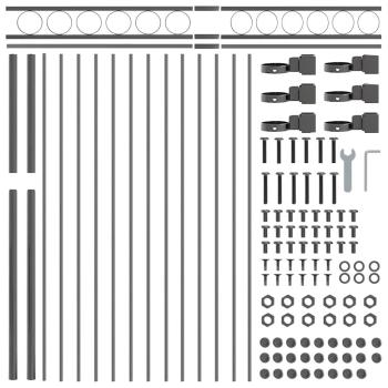Zaunpaneele mit Kreis Grau Stahl 1,7 x 0,8 m Robust Zaunpanel
