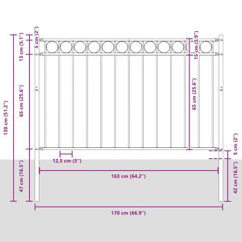 Zaunpaneele mit Kreis Grau Stahl 1,7 x 0,8 m Robust Zaunpanel