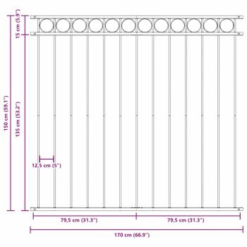 Grauer Stahlzaun 1,7 x 1,5 m
