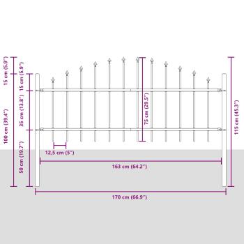 Gartenzaun mit Bogenoberteil in Weiß, 1,7 x 0,75 m, aus Stahl