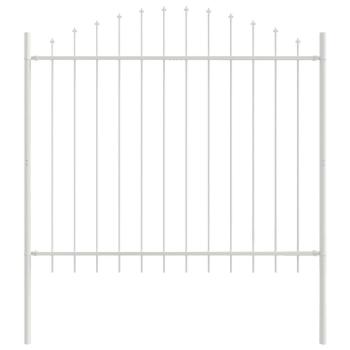 Gartenzaun mit Bogenoberteil Weiß 1,7x1,25 m aus Stahl