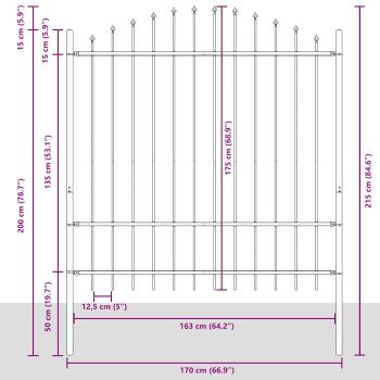 Gartenzaun mit Rundbogen Weiß 1,7x1,75 m aus Stahl