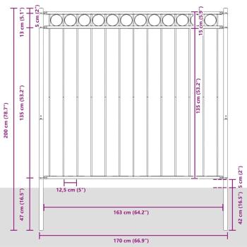 Gartenzaun Weiß 1,7x1,5 m aus Stahl