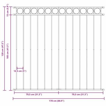 Zaunpaneel Weiß 1,7x1,2 m aus Stahl