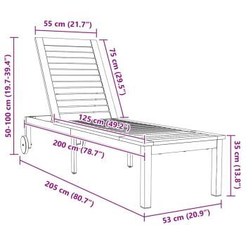 Sonnenliege Massivholz Akazienholz mit Metallrahmen Standard