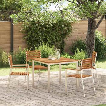 ARDEBO.de - Set von  Gartenstühlen Naturbraun und Silber