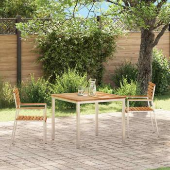 ARDEBO.de - Stapelbare Gartenstühle 2 Stück Massivholz Teak und Stahl