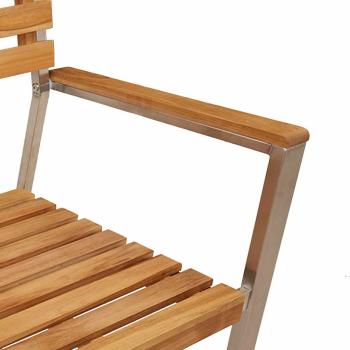 Stapelbare Gartenstühle 2 Stück Massivholz Teak und Stahl