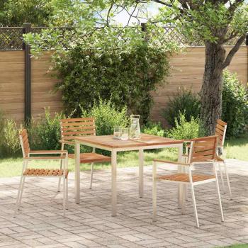 ARDEBO.de - Gartenstuhl Set Natürliches Teak Massivholz Teak Standard