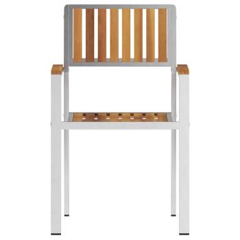 Gartenstuhlset Silber, Braun Akazienholz, Stahl Standard