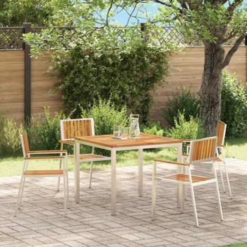 ARDEBO.de - Gartenstühle Set Silber Massivholz Akazie Standard Langlebig