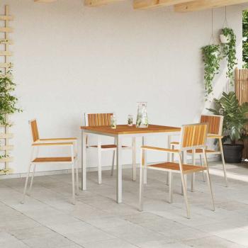 Gartenstühle Set Silber Massivholz Akazie Standard Langlebig