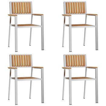 Stapelsessel 4 Stück Massivholz Teak und Metall