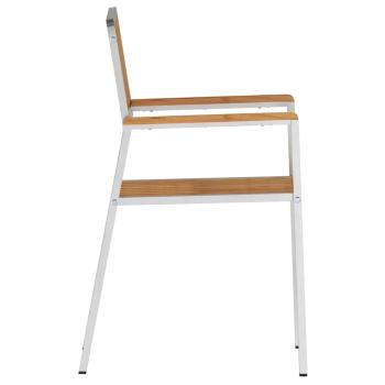 Stapelsessel 4 Stück Massivholz Teak und Metall