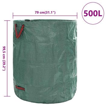 Gartenabfalltaschen mit Griffen 12 Stück Faltbar Rund Grün 500 L