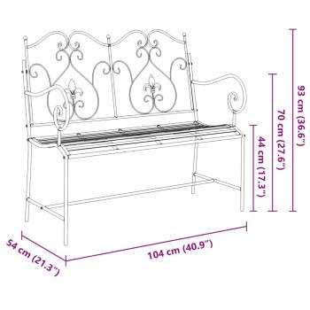 Außenbank Schwarz Metall Standard Robust Gartenbank