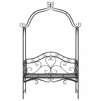 Schwarze Gartenbank Schwarz Metall Groß Dekorative Intarsien