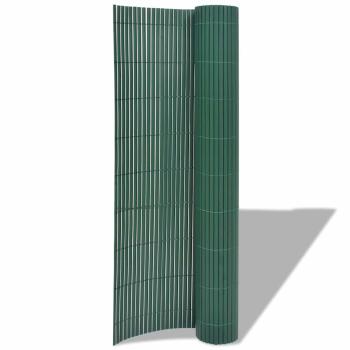 Doppelseitiger Gartenzaun PVC 150x500 cm Grau Grün Kunststoff