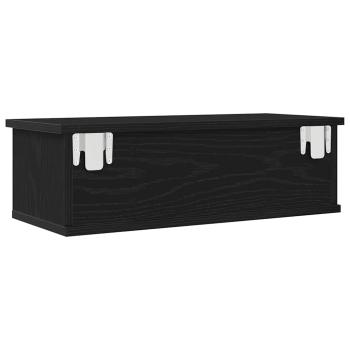 Wandmontiertes Schubladenregal Schwarz Eiche 60x26x18,5cm Holzwerkstoff